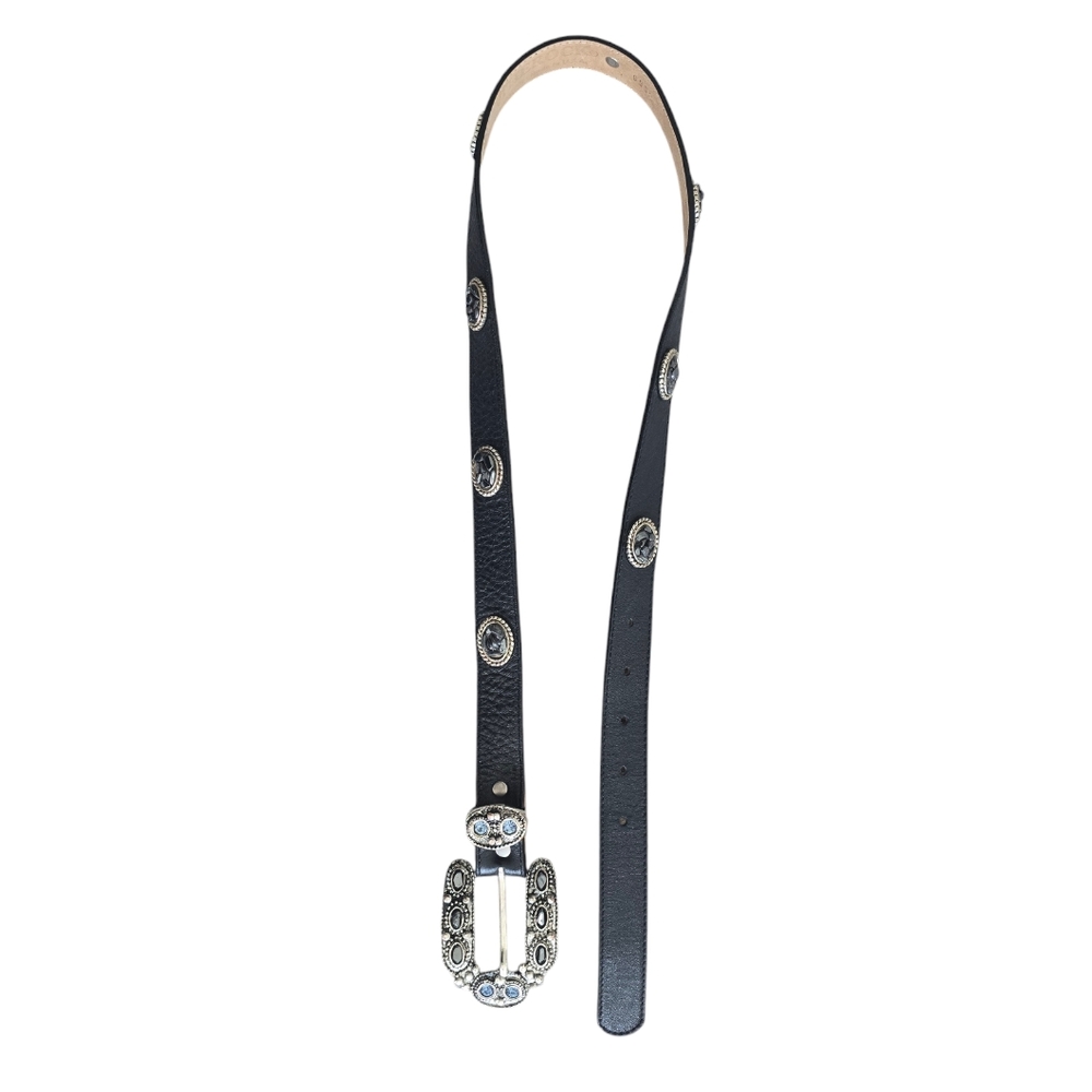 Leatherock Women's Hematite Tumbled Stone Black Leather Belt Size 34 - Picture 6 of 6